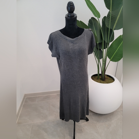 Grey Sweater Short Sleeve Dress - Picture 6 of 11
